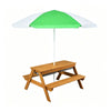 3-in-1 Kids Picnic Table with Adjustable Umbrella, Fir Wood