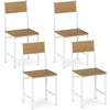 Rubber Wood Dining Chairs, Oak Finish — Set of 4