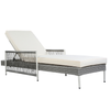 All-Weather PE Rattan Chaise Lounge with Cushion - Grey