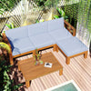 5-Piece Outdoor Sectional Sofa Set Solid Acacia Wood Beige with