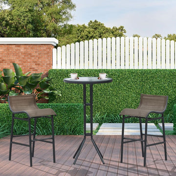 3-Piece Bar-Height Outdoor Bistro Set for 2 with Tan Chairs
