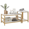 Set of 2 Nesting Coffee Tables, Faux Marble & Gold