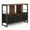 Rustic Storage Console with Shelves & Fabric Drawers