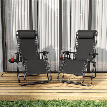 Zero Gravity Folding Lounge Chair, 300lb Recliner with Tray