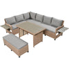 Rattan L-Shaped Patio Sectional — 5-piece outdoor wicker sectional sofa set with cushions