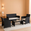 Rattan Outdoor Patio Furniture Set, 4-Piece, White Cushions