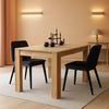 Extendable Oak Laminate Dining Table with Two Leaves