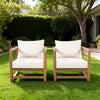 Acacia Wood Club Chair with Beige Cushion Set