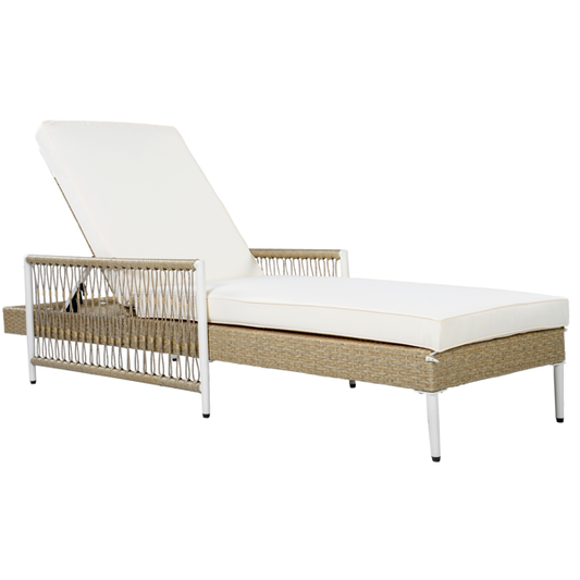All-Weather PE Rattan Chaise Lounge, Beige
