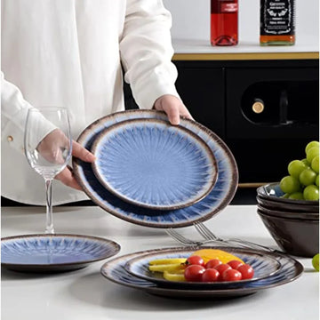 Melamine Dinnerware Sets 12 Pcs Plates and Bowls Sets Melamine Plates Outdoor Dishes Sets Unbreakable Dinnerware Serving Dishes