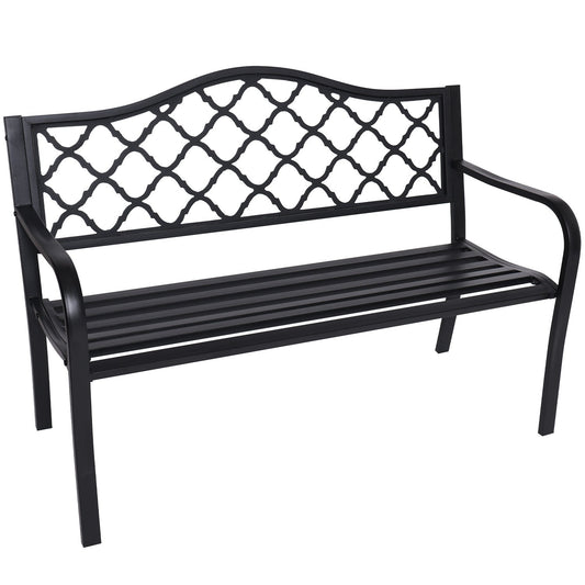 Steel Outdoor Garden Bench, Seats 2-3