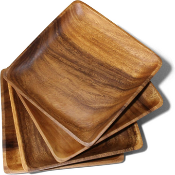 Handmade Wooden Serving Dinner Plates(Pack Of 4) Size 25X25X2.4 CM