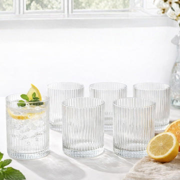 Ribbed Glass Tumbler Set 6 Pcs 220ml
