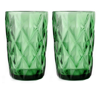 Green Tumbler Glass Set 2 Pcs 400ml