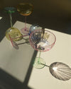 Hand-Blown Pastel Coupe Cocktail Glasses, Set of 4