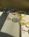 Hand-Blown Pastel Coupe Cocktail Glasses, Set of 4