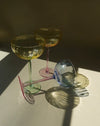 Hand-Blown Pastel Coupe Cocktail Glasses, Set of 4
