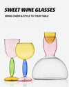 Set Of 2 Pcs Handblown Colored Burgundy / Bordeaux Wine Glasses