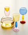 Set Of 2 Pcs Handblown Colored Burgundy / Bordeaux Wine Glasses