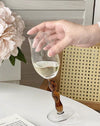 Handblown Wavy-Stem Rose Wine Glasses, Set of 4