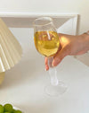 Handblown Wavy-Stem Rose Wine Glasses, Set of 4