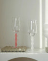 Handblown Wavy-Stem Rose Wine Glasses, Set of 4