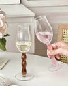Handblown Wavy-Stem Rose Wine Glasses, Set of 4
