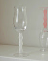 Handblown Wavy-Stem Rose Wine Glasses, Set of 4
