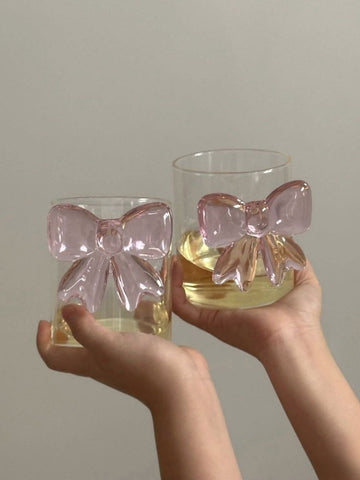 Handmade Whimsical Bowknot Glass Tumbler, Set of 2