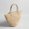 Handwoven Raffia Half-Moon Basket Tote