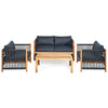 NNECW 4 Pieces Acacia Wood Patio Conversation Set with Armrest