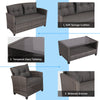 4-Piece Patio Wicker Conversation Set with Glass Coffee Table, Grey