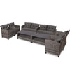 4-Piece Patio Wicker Conversation Set with Glass Coffee Table, Grey