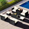 NNECW  8 Pieces Outdoor PE Rattan Conversation Set with Washable Cushion Covers-White-0