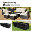 NNECW  8 Pieces Outdoor PE Rattan Conversation Set with Washable Cushion Covers-White-2