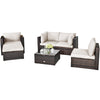 6-Piece Patio Rattan Sectional Set with Seat Cushions