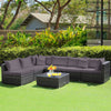 7-Piece Patio Rattan Conversation Set with Cushions, Gray