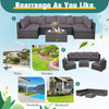 7-Piece Patio Rattan Conversation Set with Cushions, Gray