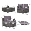 7-Piece Patio Rattan Conversation Set with Cushions, Gray