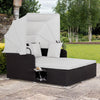 Outdoor Rattan Daybed with Retractable Canopy for Patio & Yard