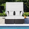 Outdoor Rattan Daybed with Retractable Canopy for Patio & Yard