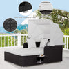 Outdoor Rattan Daybed with Retractable Canopy for Patio & Yard