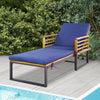 NNECW Patio Chaise Lounge Chair with Acacia Wood with Armrests for Poolside