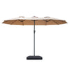 Centra 4.5M Double-Sided Patio Umbrella with Base and Stand, Khaki