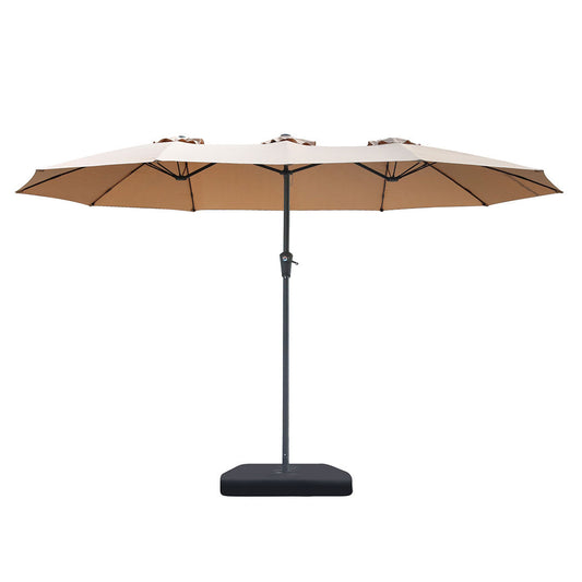 4.5M Double-Sided Patio Umbrella with Base and Stand, Khaki