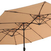 Centra 4.5M Double-Sided Patio Umbrella with Base and Stand, Khaki