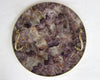 Amethyst Agate Serving Tray With Brass Handles | Circular