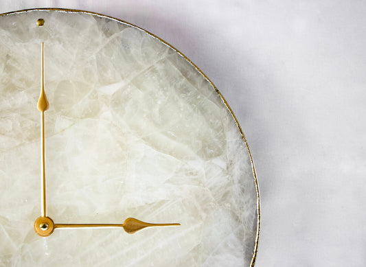 White Agate Wall Clock, Circular