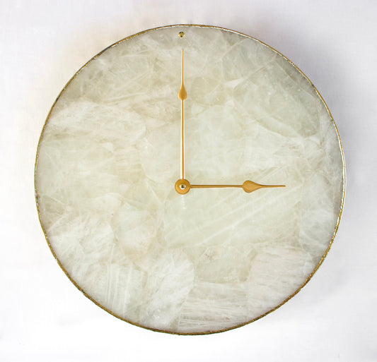 White Agate Wall Clock, Circular