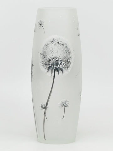 Handpainted Oval Art Glass Vase for Flowers